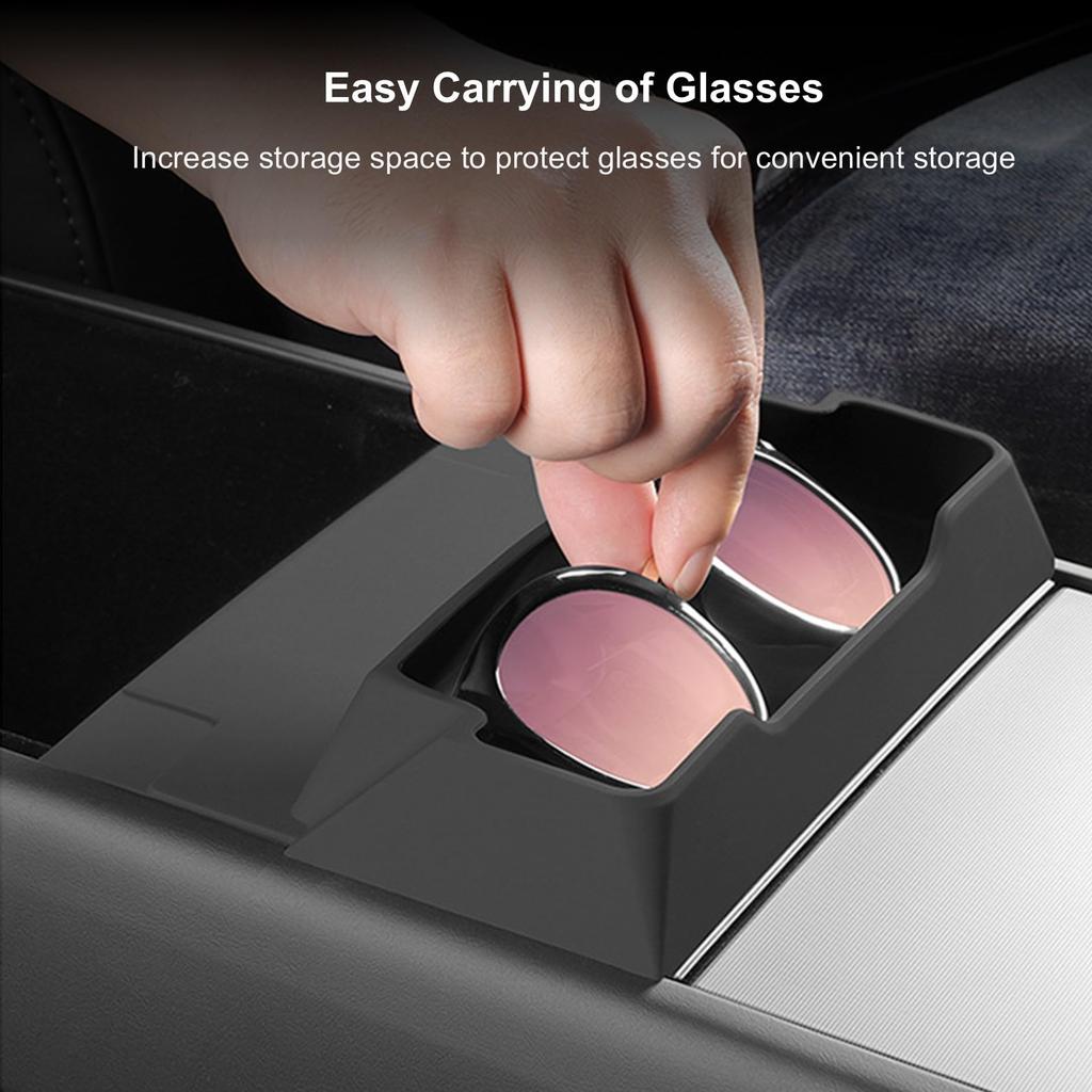 Ushilife Silicone Center Console Glasses Tray for Tesla Model 3 Highland 2024 2025 &
