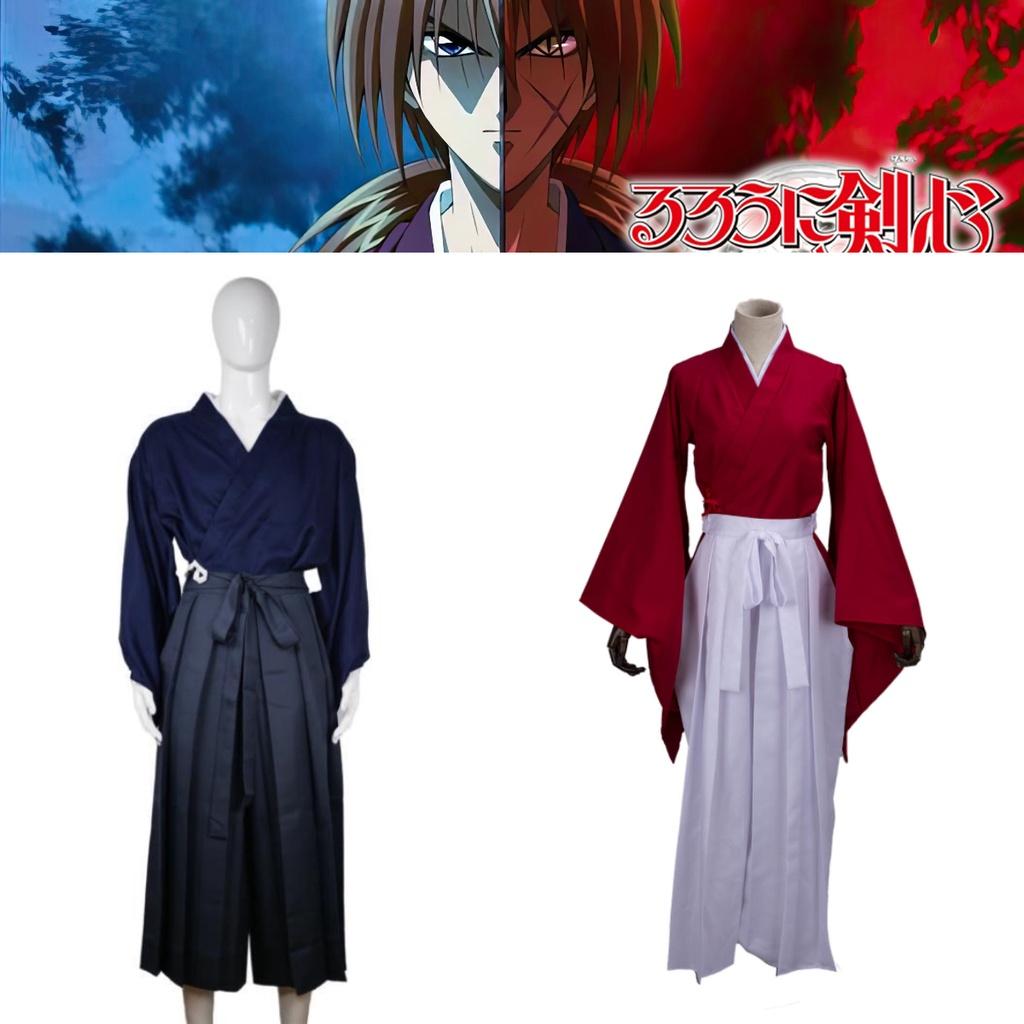 Japanese Samurai Cosplay Outfit Traditional Kimono Style Cotton Fabric Retro Design