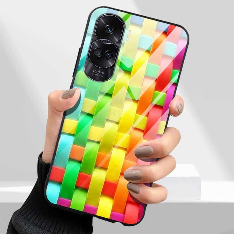 Tempered Glass Hard Cover For Honor 90 Lite 5G Case Lovely Marble Funda Coque For Honor 90 Pro Honor90 90Lite 90Pro Phone Shells