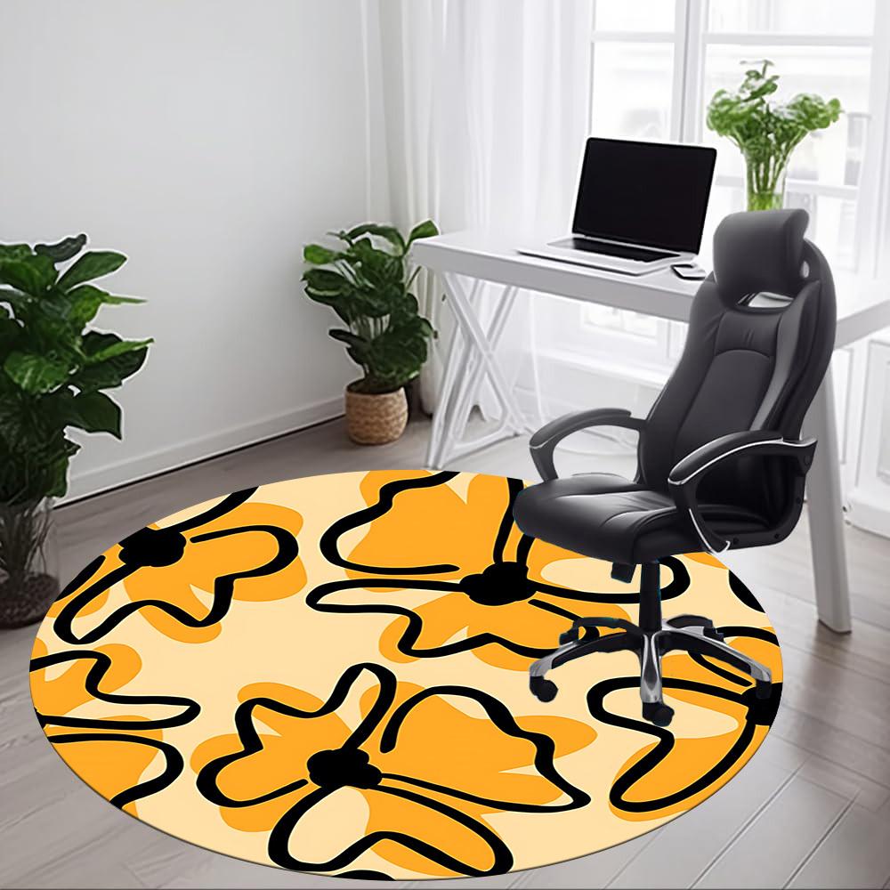 1PC Floral Pattern Chair Carpet for Office, Indoor Non-Slip Washable Carpet, Soft Comfortable Mat For Office Room yy250930094