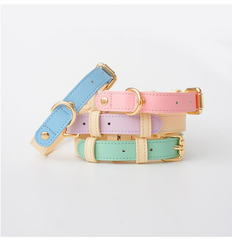 2025 Hot Eco-Friendly Soft Breathable Leather Modern Dog Collar with Leashes Set For Pets