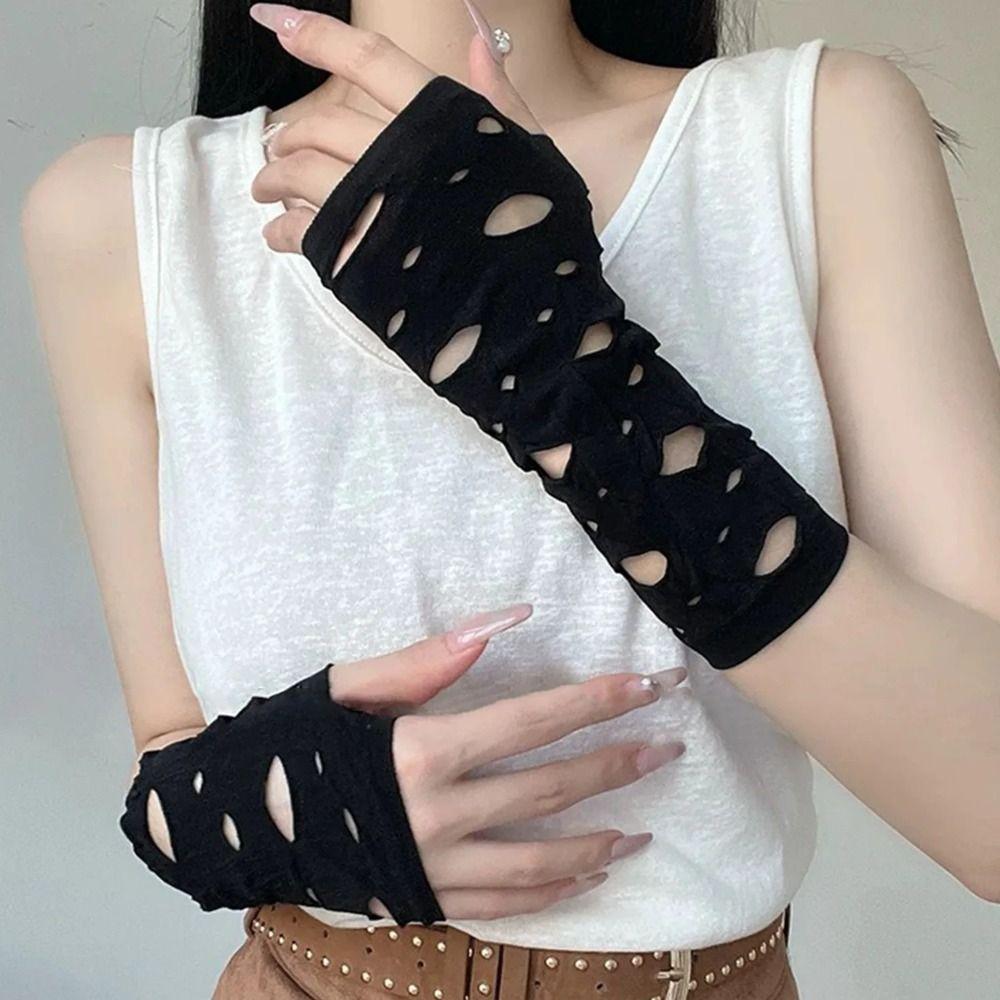 Long Length Gothic Gloves Fingerless Hollow Out Gloves Sexy Long Gloves Unisex