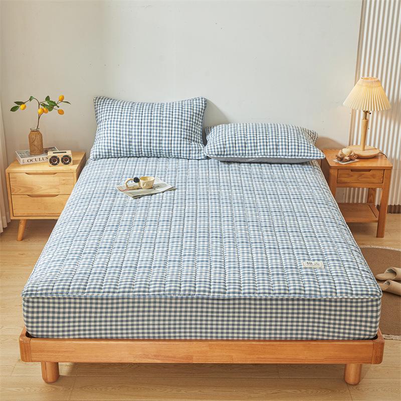Small Fresh Style Warm Yarn-dyed Cotton Washed Cotton Bed Sheet Soy Quilted Bed Cover Simmons Protective Cover