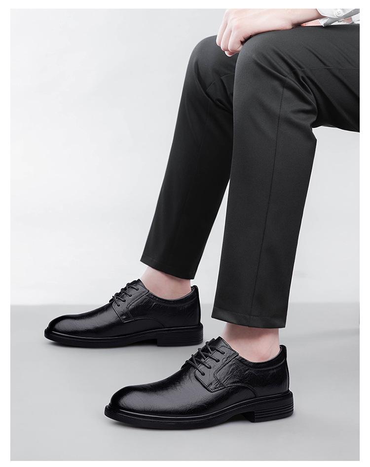 Men's Breathable Leather Formal Shoes - Spring/Summer Casual Cowhide Shoes with Warm Cotton.