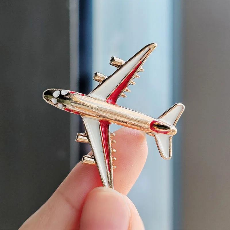 

Exquisite Red Black Striped Airplane Brooch Colorful Splicing Enamel Plane Pins Teens Badges Jewelry Clothing Accessories