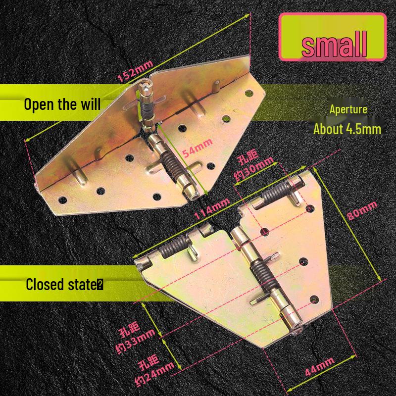 180° Foldable Butterfly Hinge for Dining Tables: Square to Round Conversion with Cross Spring Buckle