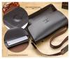 Genuine Leather Men's Horizontal Business Briefcase and Crossbody Shoulder Bag with Large Capacity