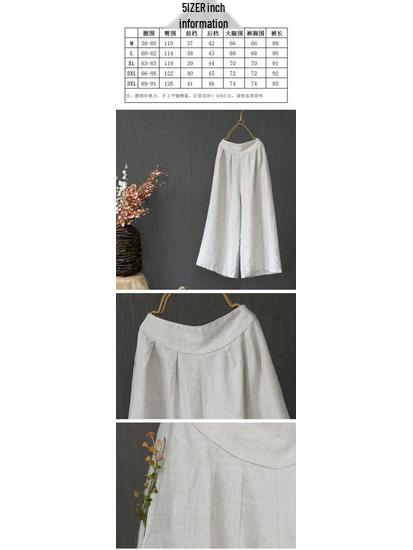 Women's Cotton Linen Wide-Leg Cropped Pants - Solid Color, Loose Fit, Retro Casual for Spring, Summer, Autumn