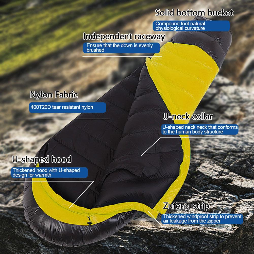 Goose Down Thermal Camping Sleeping Bag Ultralight Hiking Sleeping Bag Waterproof for Backpacking Hiking Emergency Survival Kit