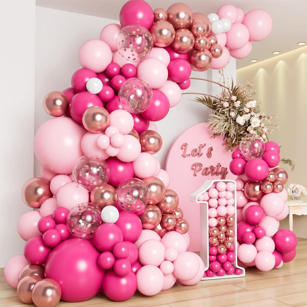 Pink Red Balloon Garland Arch Kit Happy Birthday Party Decoration Kids Wedding Birthday Balloon Latex Baloon Baby Shower Decor