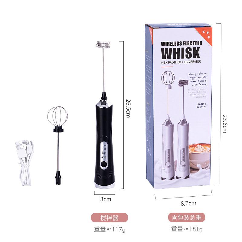 Wireless Electric Egg Beater Household Handheld Cream Beater Egg Yolk Stirring Stick Coffee Milk Foamer Cross-border hot sale, fully packaged in english чёрный