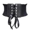 Fashion Gothic Elastic Belts for Woman Sexy Black Pu Leather Wide Corset Belt Female Cinturones Para Mujer Heart Cummerbunds