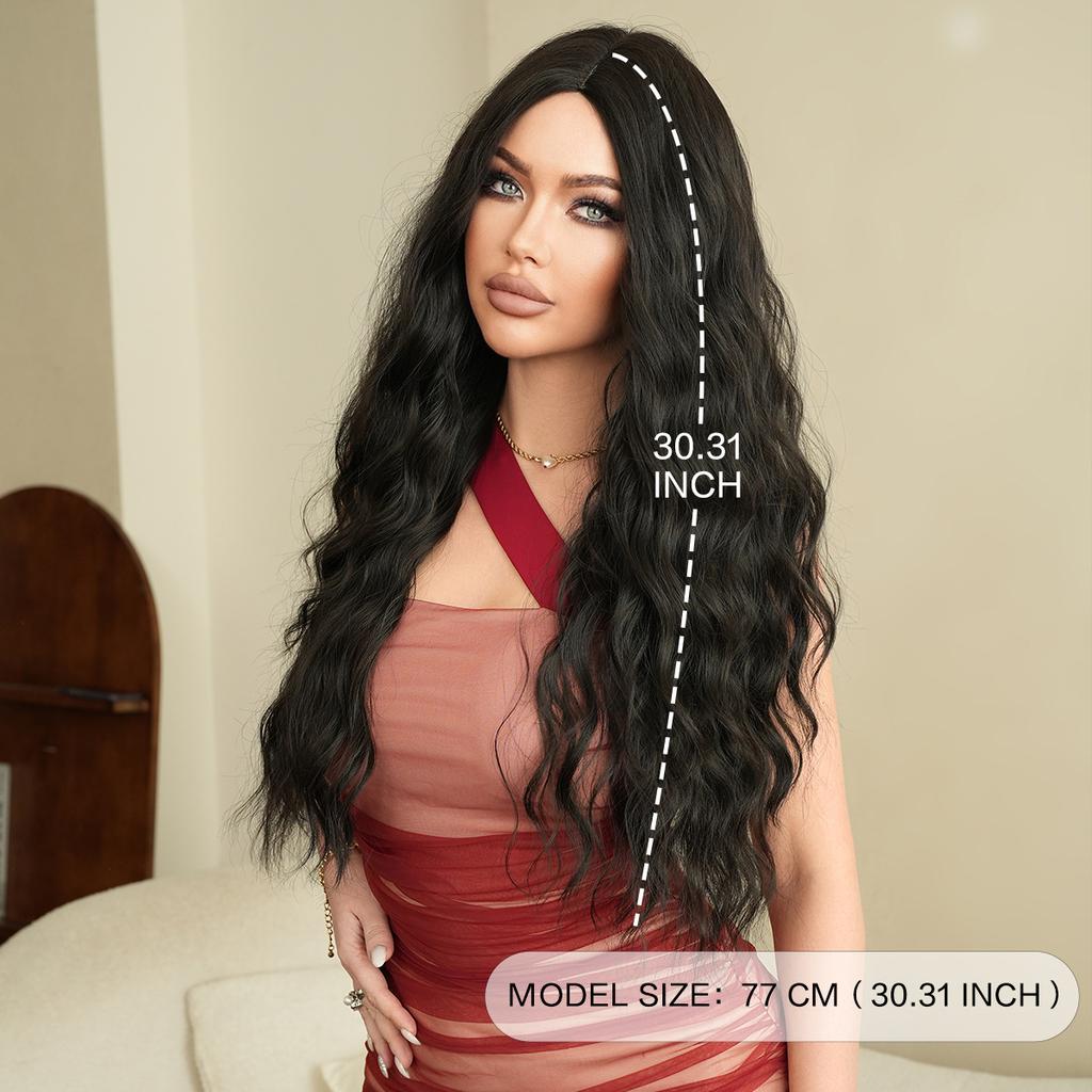 African European American Black Wig Women's Long Curly Hair Stage Performance Costume Soft Synthetic Full Head Cover