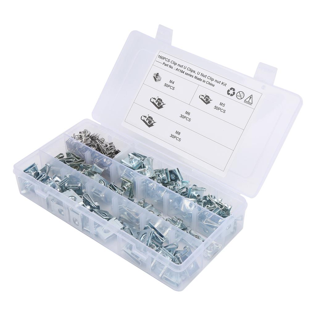 160Pcs UClips Chimney Nut 304 Stainless Steel Fastener M4 M5 M6 M8 for Motorcycle Car