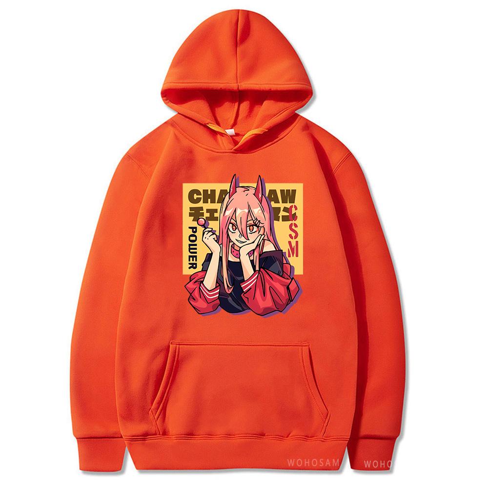 2026 Anime Power Chainsaw Man Makima Warm Hoodie Kawaii Girl Graphic Harajuku Cartoon Otaku Sweatshirt Autumn Winter Sweatshirt