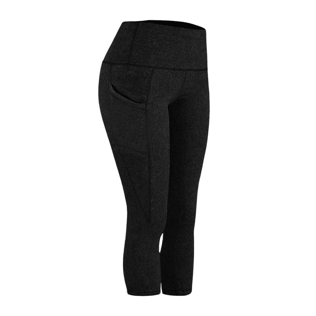 High Waist Capri Leggings with Side Pockets for Women Stretchy Tummy Control Yoga Pants Athletic Wear