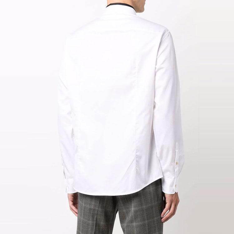 Emporio Armani Color Block Pointed Collar Single Breasted Long Sleeve Shirt Men shirts White 6K1C71-1NZTZ-0100