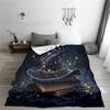 1pc Warm Halloween Elements Big Book with Witch Hat Design Printed Throw Blanket, Lightweight Plush, Mixed Color, Polyester 100%