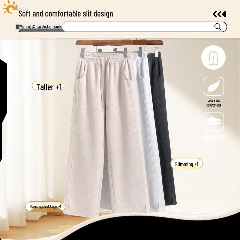 Jeanswest Women's Herringbone Slit Wide-Leg Trousers