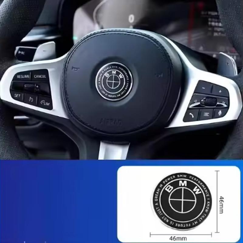 KYLZ4 1PCS 45mm Car Steering Wheel Badge Emblem Sticker Auto-Styling For BMW M3 M4 M5 E36 E39 E87 E90 E53 F07 F34 F44 G20 G30 FXPT-BMW