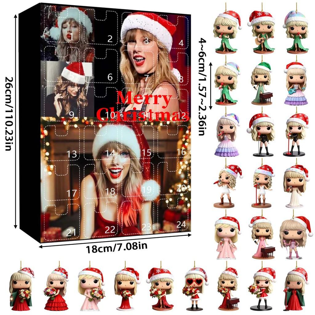 

Taylor Swift Christmas Acrylic Pendant Set With 24 Pieces For Holiday Home Decor And Gift Giving Style I