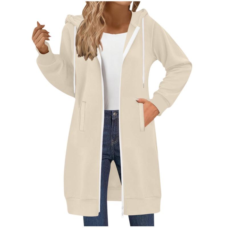 Women's Long Sweatshirt Casual Versatile Drawstring Long Sleeve Hooded Jacket Pockets