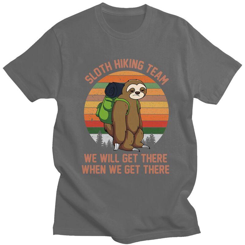 Custom Sloth Hiking Team T Shirts Men ShortSleeve Tshirts Streetwear Tee Tops Oversized Tshirts Merch