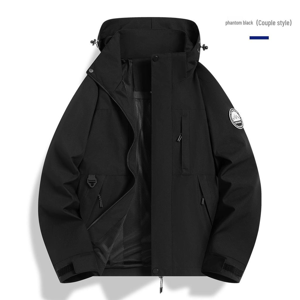 Windproof Waterproof Color Block Hooded Sports Jacket for Men - Spring/Autumn