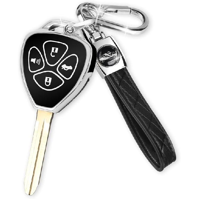 QBUC for Toyota Key Fob Cover with Keychain,Car Key Case fit for Toyota 2007-2011 Camry | 2008-2013 Avalon Corolla | 2009-2016 Venza 4 Buttons Smart