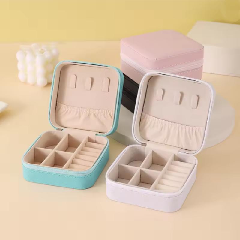 Mini Jewelry Storage Box Portable Home Travel Earrings Necklace Storage Case for Women Ring Organizer PU Leather Display Case