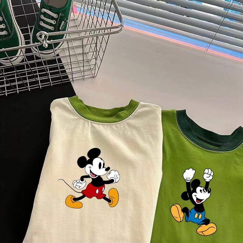 Kids 100 Percent Cotton Cartoon Print Short Sleeve T Shirt Summer Boys Girls Baby Breathable Top