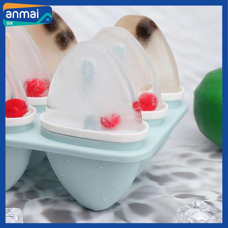 Anmai 6 Grid DIY Ice Cream Mold Popsicle Maker with Handle Heart Shape Pink Blue Ice Maker Food Grade PP Material Kitchen Tool