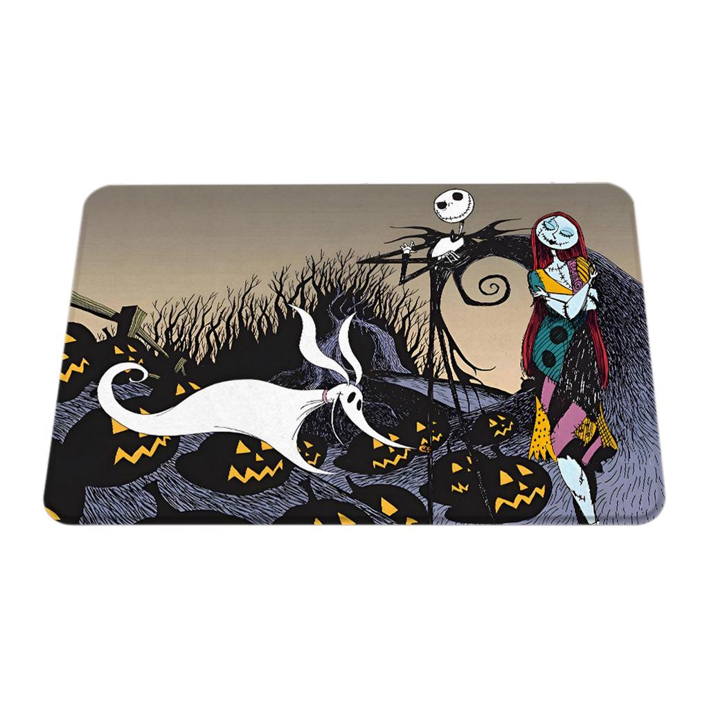 Halloween Terror Crystal Velvet Floor Mat, Bats Pumpkin, Entry Entrance, Entrance Floor Mat