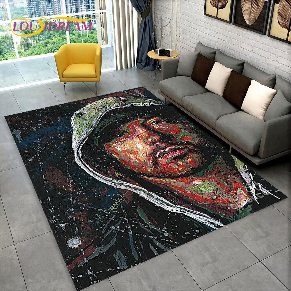 Tappeto Area Hip Hop Art Rapper Leggenda Star, Tappeto per Casa Soggiorno Camera da Letto Bambini Divano Zerbino Decorazione, Tappetino Antiscivolo