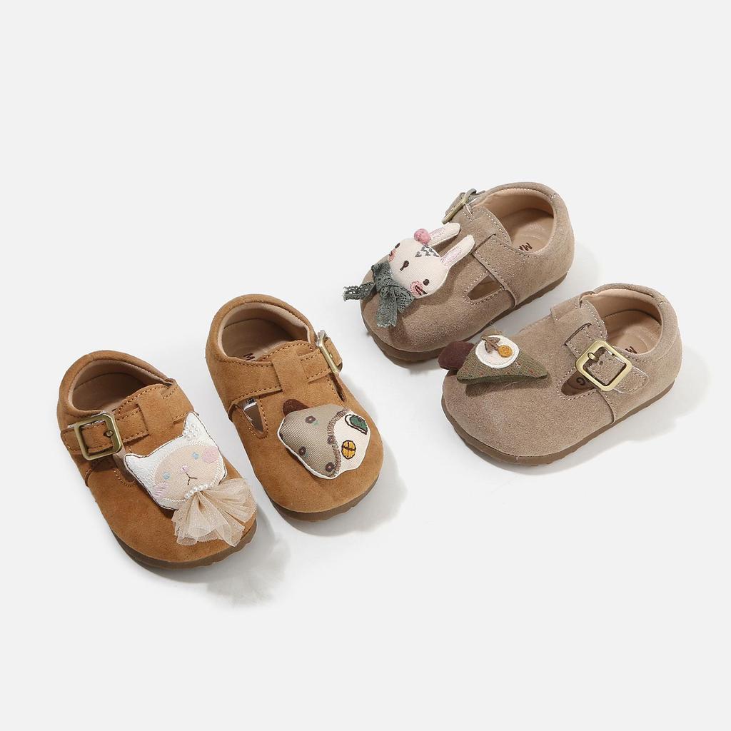 Scarpe per primi passi da bambino Primavera 2025: Scarpe in Pelle Antiscivolo con Suola Morbida e Decorazione Bambolina per Bambini e Bambine