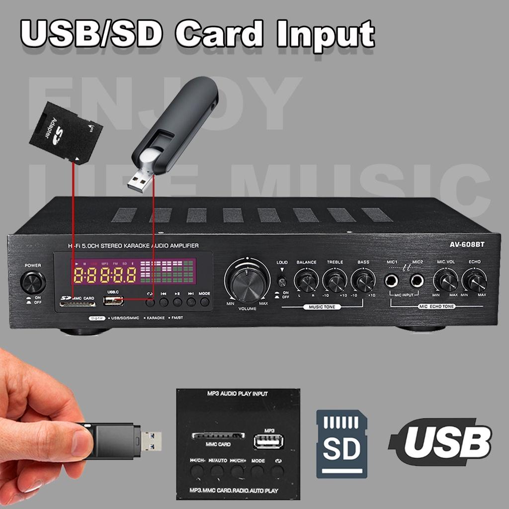 3000W Bluetooth5.0 Audio Power Amplifier Home Theater Amplificador Audio with Remote Control Support FM USB