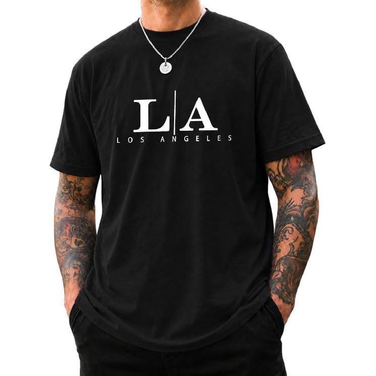 Men LA Los Angeles Graphic T Shirt Cotton Crewneck Streetwear