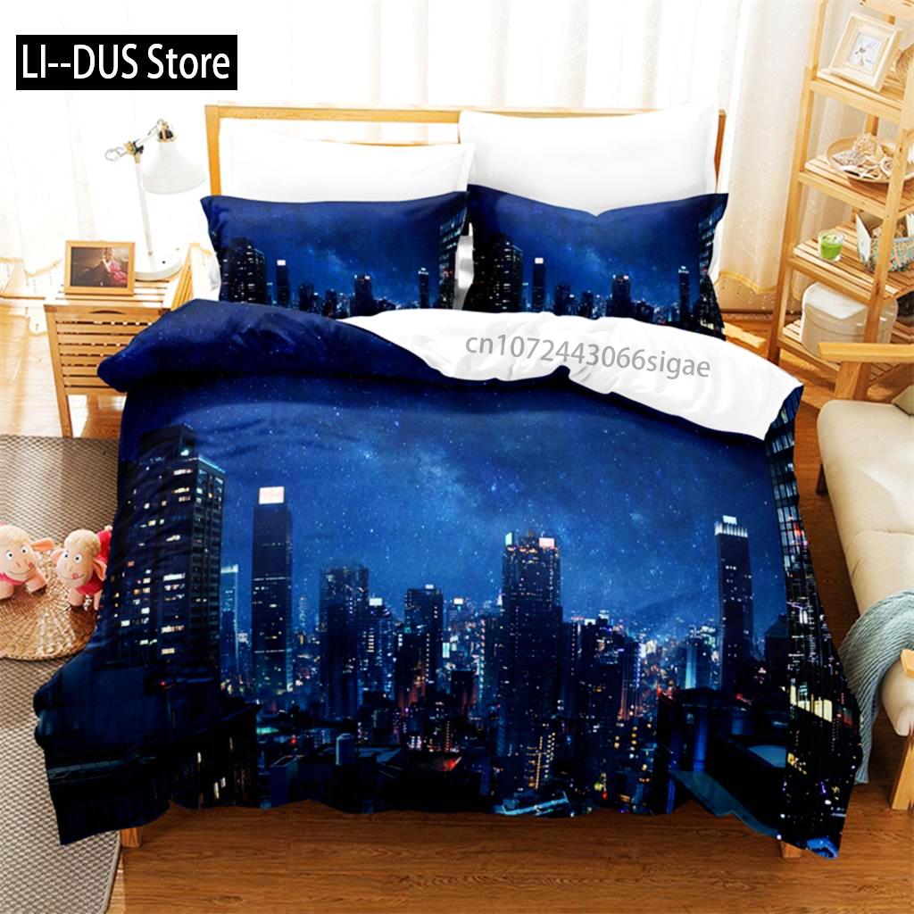 City Night Scene Bedding Set Duvet Cover Sets 3d Bedding Digital Printing Queen Size Bedding Set Fashion Design