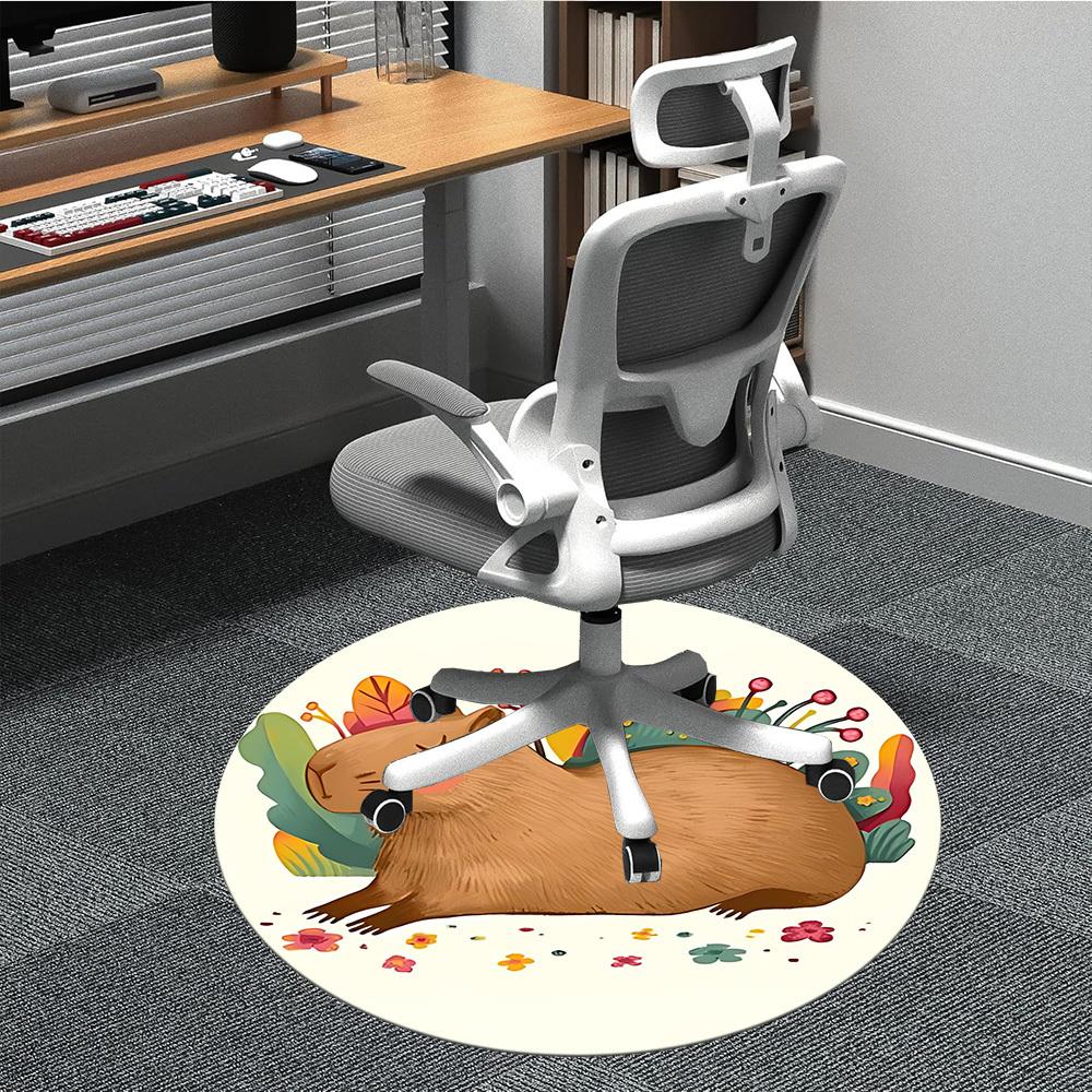 

1pc Capybara Flowers Chair Carpet for Office, Perfect for Office, Holiday Party Decoration Choice yy260314034 80cm by 80cm
