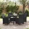 VidaXL 5-Piece Garden Dining Set with Cushions Black Poly Rattan 3381066