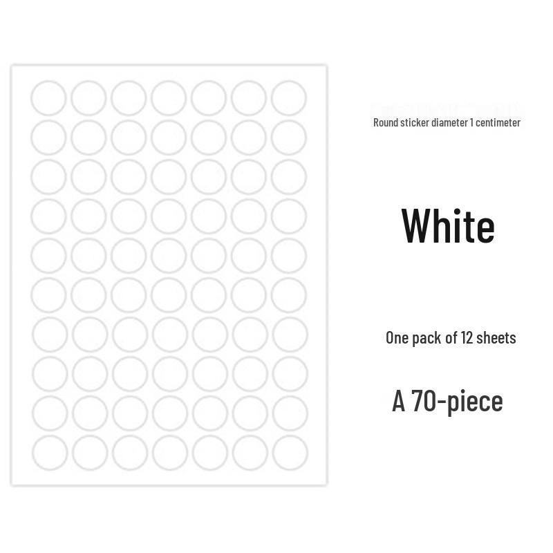 Colorful Round Dot Self-Adhesive Label Stickers: Red, Yellow, Blue, Green, White - Blank Paper for Marking
