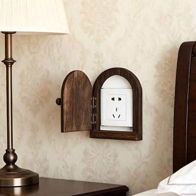 Wall Mounted Wood Switch Cover Anti-touch Socket Decorative Frame  Living Room