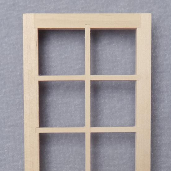 Wooden Traditional 1/12 Scale 8-Pane Door Dollhouse Window Frame Miniature Furniture for Kids