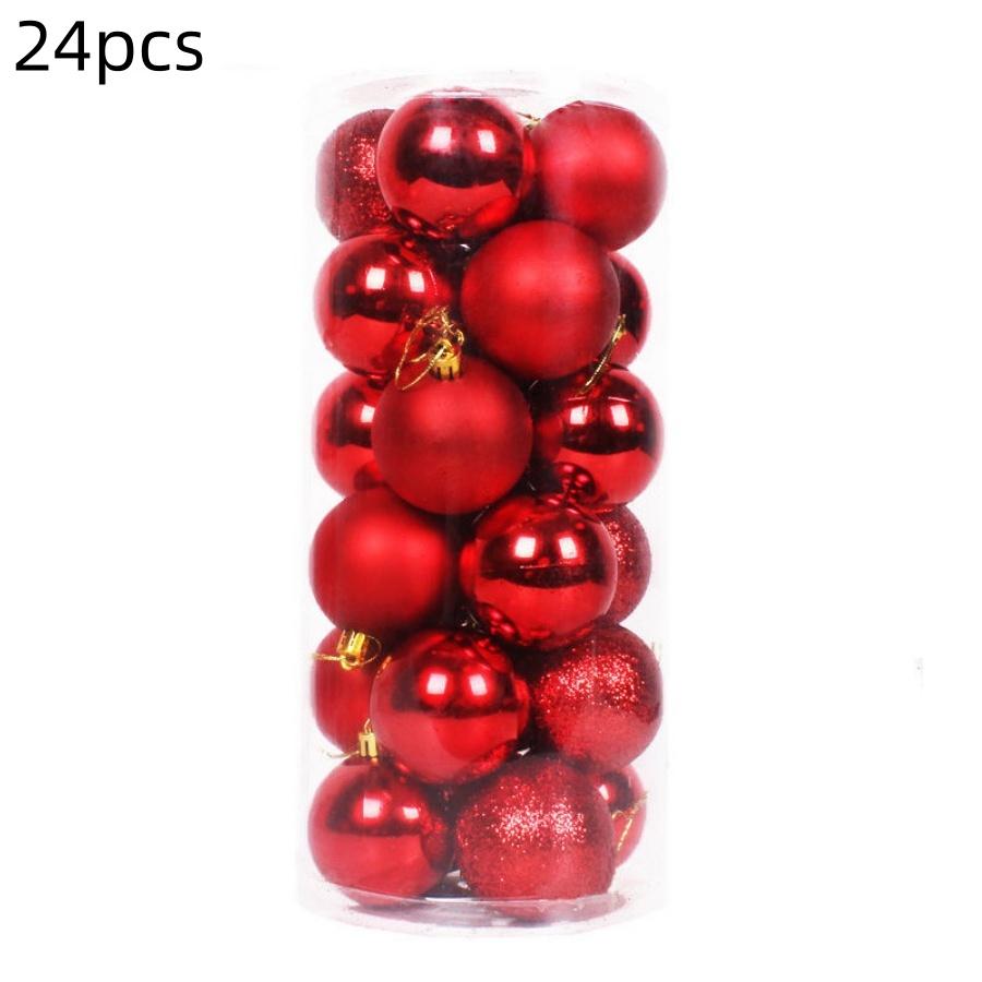 24pcs/Red Christmas Ball Box Christmas Tree Decoration Set Christmas Tree Ornaments Shiny Matte Sequin Garland Decoration Hangin
