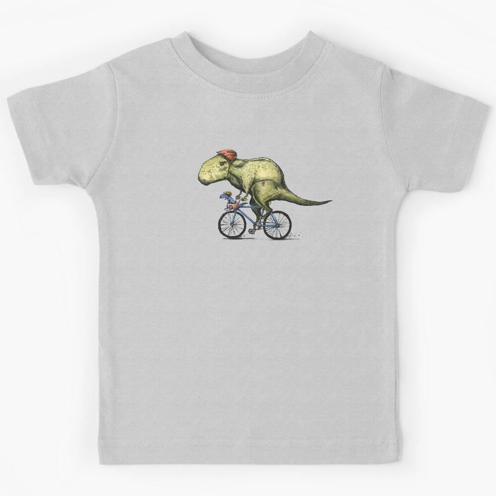 T-rex Bikers, Bicycle Riding Dinosaur Design Kids T-Shirt 150