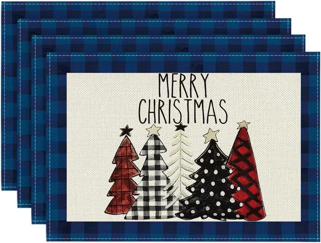 Christmas Placemat Set with Plate & Cup Insulation - Holiday Decorative Table Mats