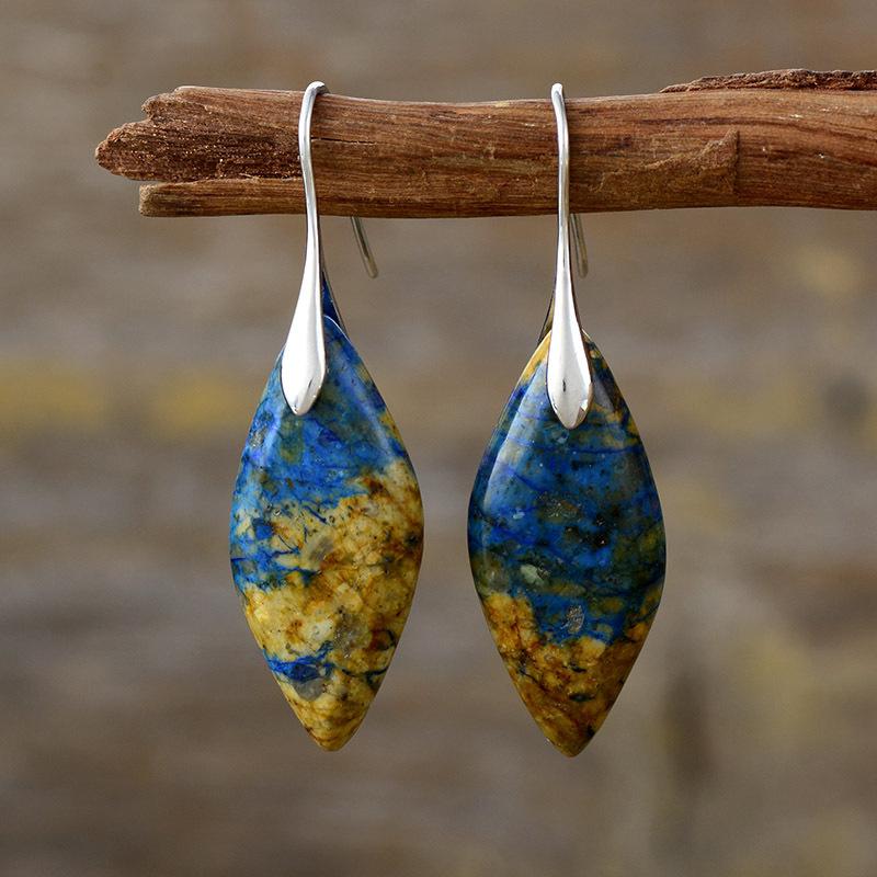 Bohemian Emperor Stone Leaf Pendant Earrings Popular Jewelry