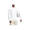 Adidas Logo Embroidered Pullover Hoodie Long Sleeve Sweatshirt Men Tops White HS9802