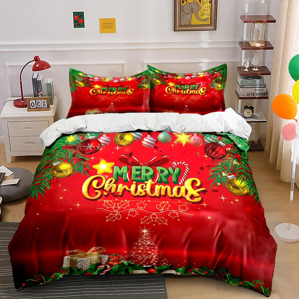 Merry Christmas Festive Set Bedding Duvet Cover Set Duvet Cover Pillowcases (1*Duvet Cover 2*Pillowcases, without duvet insert)