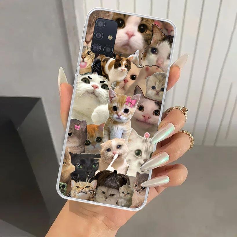 Crying Cat Memes Phone Case for Samsung Galaxy A52 A32 A22 A12 A02S A50S A30S A10S Note 20 Ultra 10 Plus S10 A31 A20 A71 A72 Gal